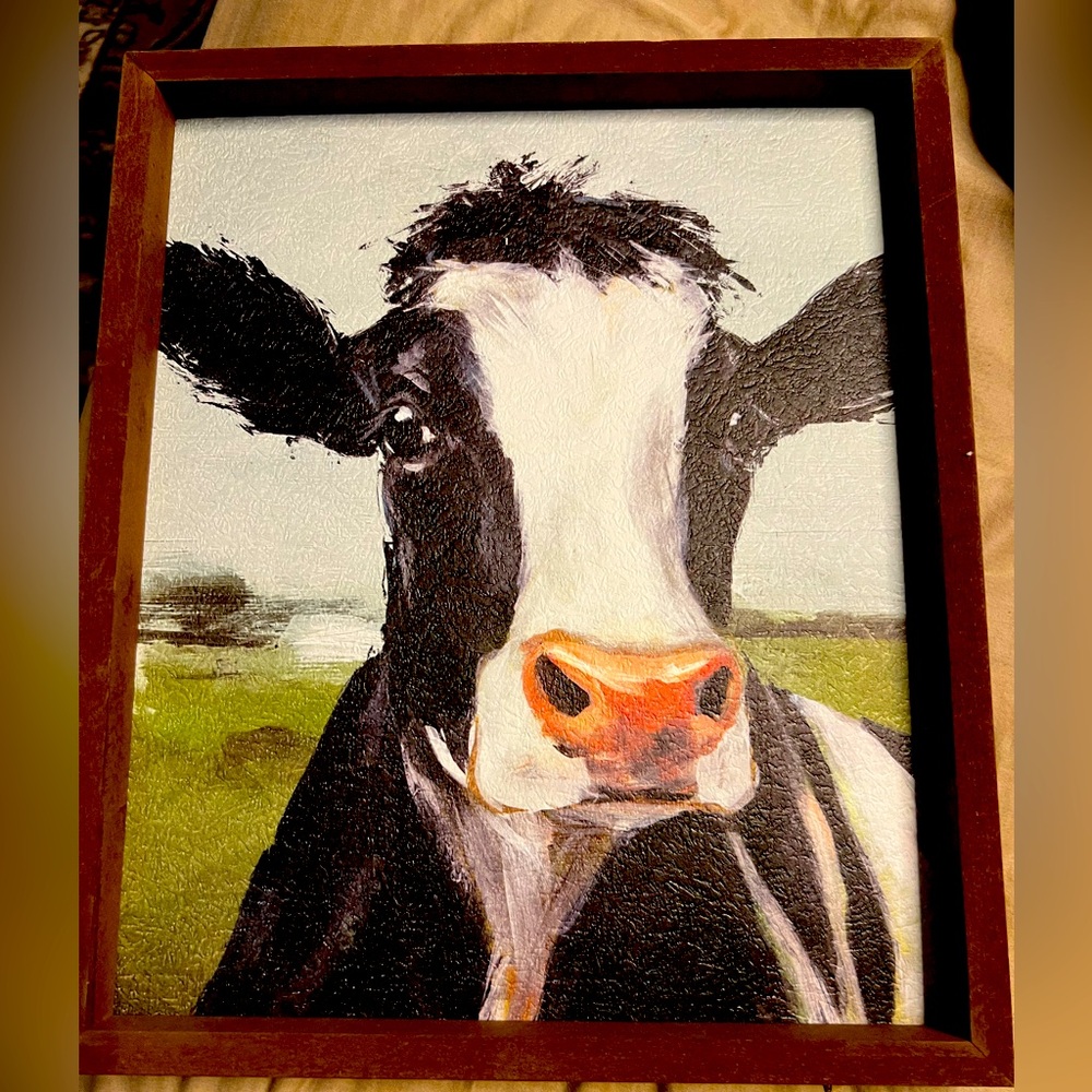 Framed Cow Art Print